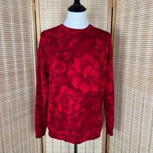 Athleta Oversized Bold Red  Floral Cozy Pullover